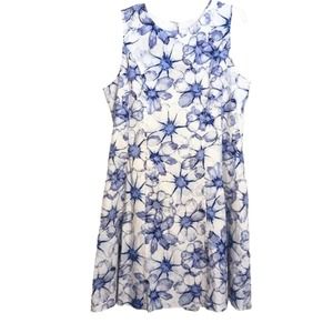 Liz Claiborne Dress Plus Sz 18 Blue Floral Fit & Flare Sleeveless Lined Cocktail
